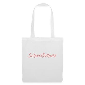 Schwesterherz in Rosa Geschenkidee für Schwestern - Stoffbeutel - Weiß - Vorne