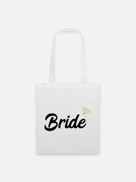 Bride Braut T-Shirt I Junggesellinnenabschied JGA - Stoffbeutel - Weiß