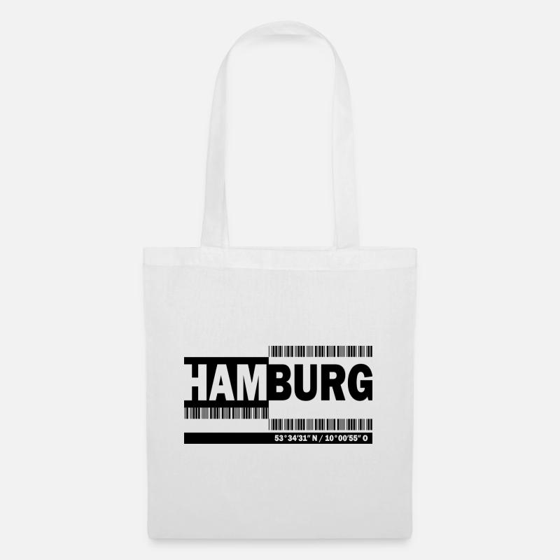 HAMBURG - Barcode - Stoffbeutel - Weiß