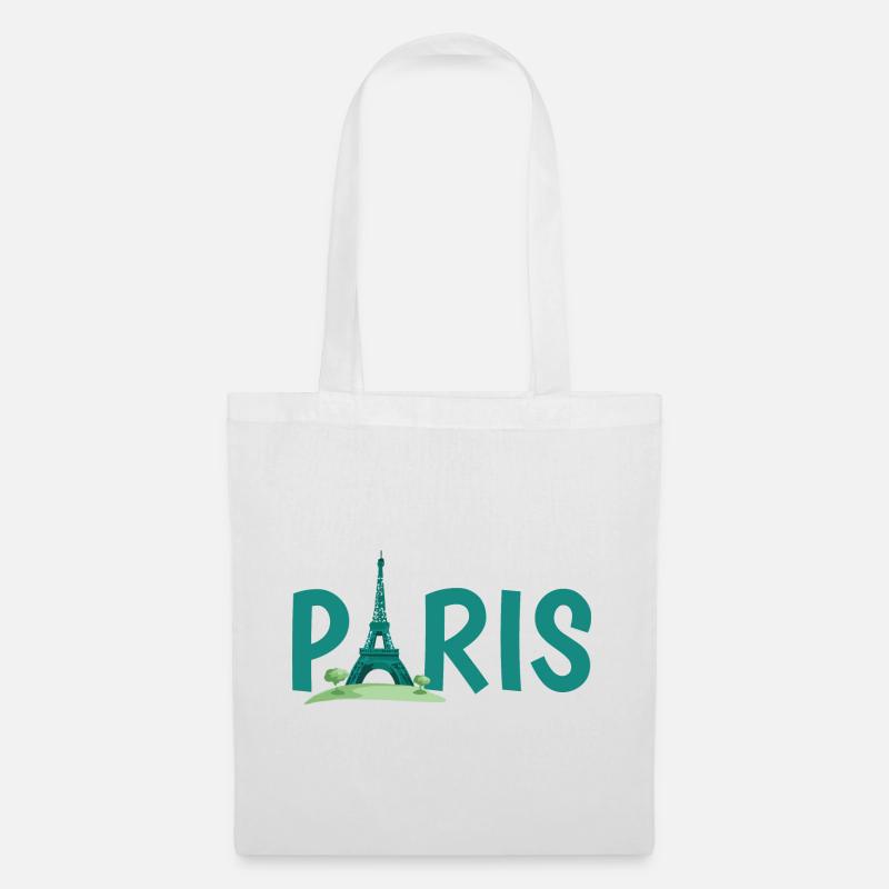 Paris Skyline with Eiffel Tower Illustration - Tote Bag - white