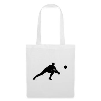Schwarze Silhouette eines Volleyballspielers - Stoffbeutel - Weiß - Vorne