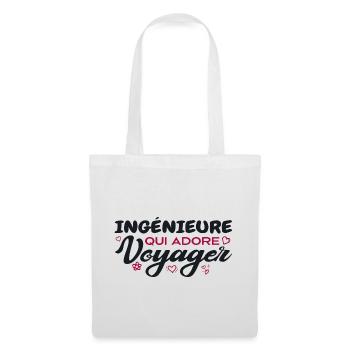 Ingénieure globe-trotteuse passionnée de voyages - Sac en tissu - blanc - Devant