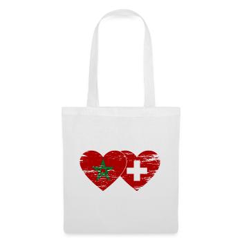 Maroc Suisse Drapeau Coeur utilisé - Sac en tissu - blanc - Devant
