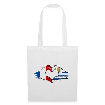 France Uruguay Drapeau Mains Coeur Utilisé - Sac en tissu - blanc - Devant