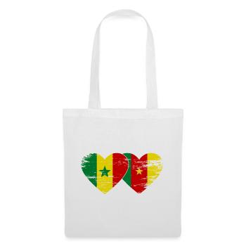 Senegal Kamerun Flagge Hände Herzform used - Stoffbeutel - Weiß - Vorne
