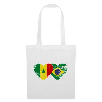 Sénégal Brésil Drapeau Mains Coeur Forme Utilisé - Sac en tissu - blanc - Devant