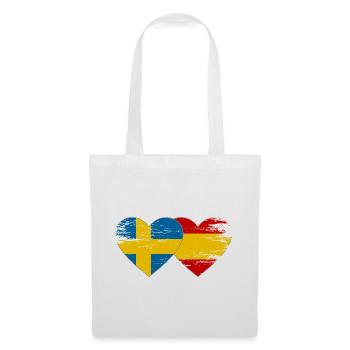 Schweden Spanien Flagge Herz used - Stoffbeutel - Weiß - Vorne