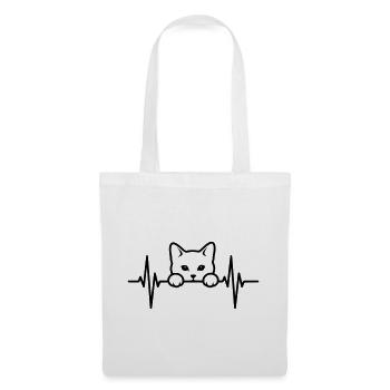 Katze Herzschlag – Cat Lover - Stoffbeutel - Weiß - Vorne