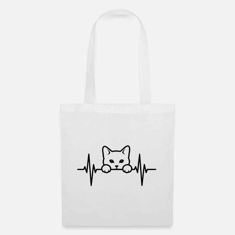 Katze Herzschlag – Cat Lover - Stoffbeutel - Weiß