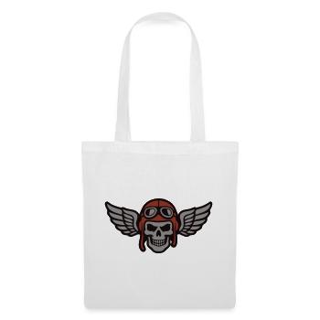 Biker Skull Wing Logo - Tote Bag - white - Front