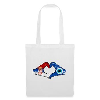 Mains du drapeau du Nazar serbe en forme de cœur utilisées - Sac en tissu - blanc - Devant