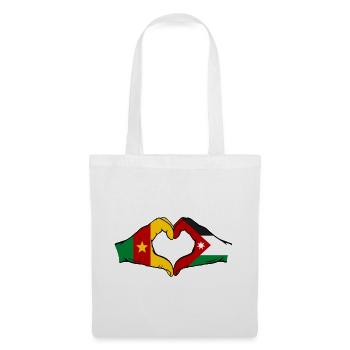 Kamerun Jordanien Flagge Hände Herzforn - Stoffbeutel - Weiß - Vorne