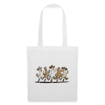 Line Dance Hühner | Lustige Hühner Geschenk - Stoffbeutel - Weiß - Vorne