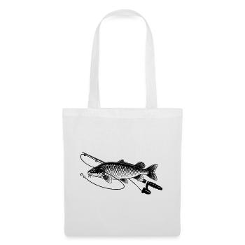 Karpfen Fisch angeln mit Rute Petri Heil - Stoffbeutel - Weiß - Vorne