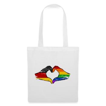 Deutschland Regenbogen Flagge Hände Herzform used - Stoffbeutel - Weiß - Vorne