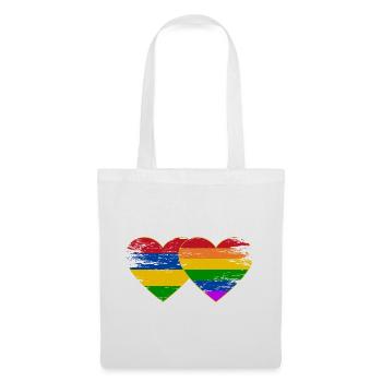 Mauritius Regenbogen Flagge Herz used - Stoffbeutel - Weiß - Vorne