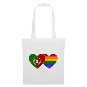 Portugal Regenbogen Flagge Herz - Stoffbeutel - Weiß - Vorne
