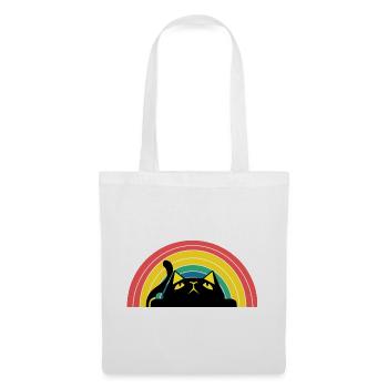 Katze Regenbogen Silhouette - Stoffbeutel - Weiß - Vorne