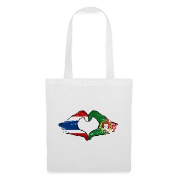 Thailand Portugal Flagge Hände Herzform used look - Stoffbeutel - Weiß - Vorne