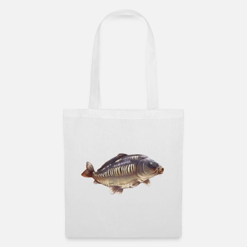 Conception de la pêche à la carpe miroir Pêcheur réaliste - Sac en tissu - blanc