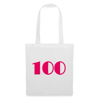 100. 100 JAHRE. 100-jähriges Jubiläum. JAHRESTAG - Stoffbeutel - Weiß - Vorne