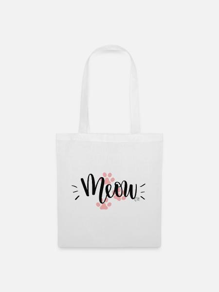"Meow"-Katzenpfoten-Design - Stoffbeutel - Weiß