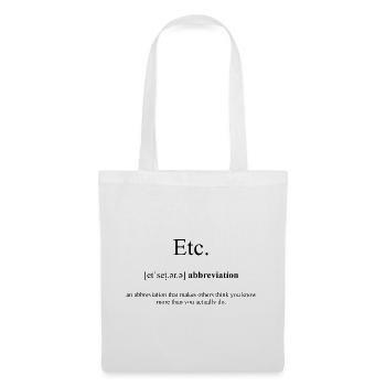 Etc. (Et Cetera) Definition Dictionary - Stoffbeutel - Weiß - Vorne