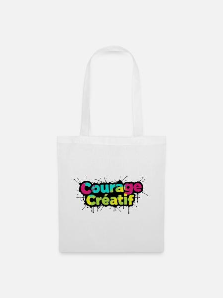 Courage Créatif Bunte Typografie - Stoffbeutel - Weiß