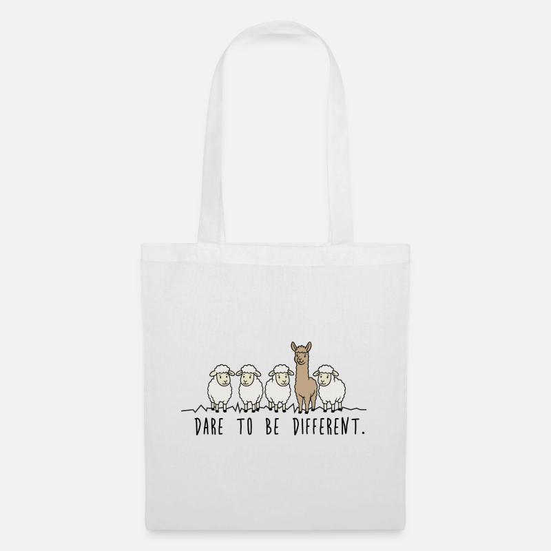 Dare to Be Different – Schafe Alpaka Illustration - Stoffbeutel - Weiß