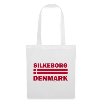 Text der Silkeborg-Dänemark-Flagge - Stoffbeutel - Weiß - Vorne