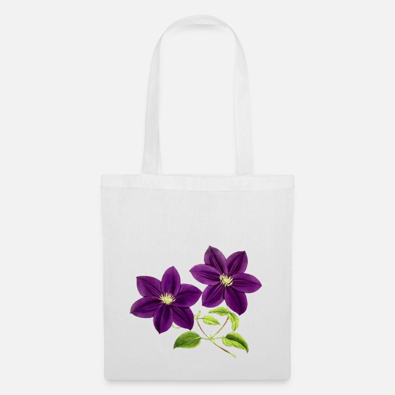 Lila Blumen - Stoffbeutel - Weiß