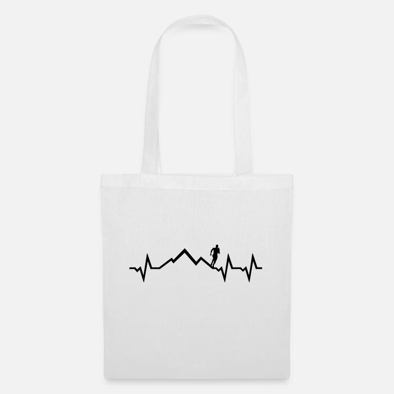 Mountain run heartbeat, running ECG - Tote Bag - white