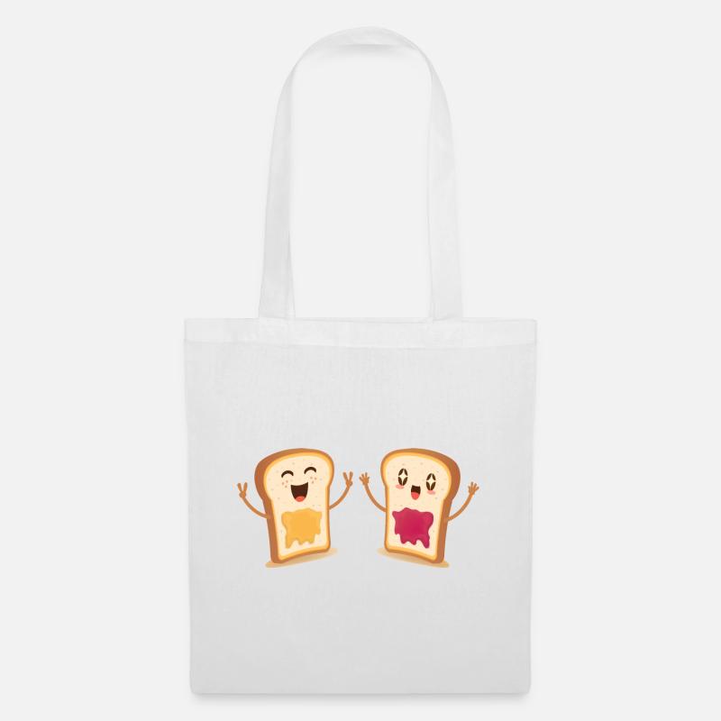 Toastbrote (Kawaii, Freude) - Stoffbeutel - Weiß