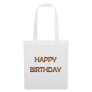 JOYEUX ANNIVERSAIRE. HAPPY BIRTHDAY. ANNIVERSAIRE. - Sac en tissu - blanc - Devant