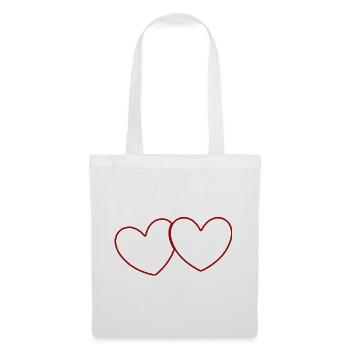 2 Red Hearts Heart Gift Valentine's Day - Tote Bag - white - Front