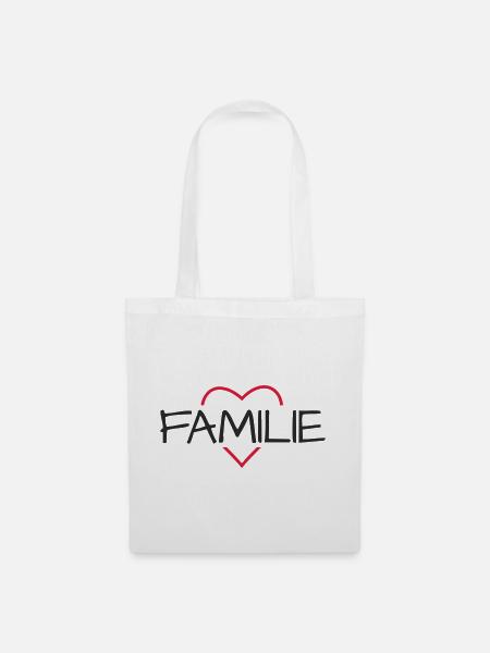 Familie Herz Geschenk Liebe - Stoffbeutel - Weiß