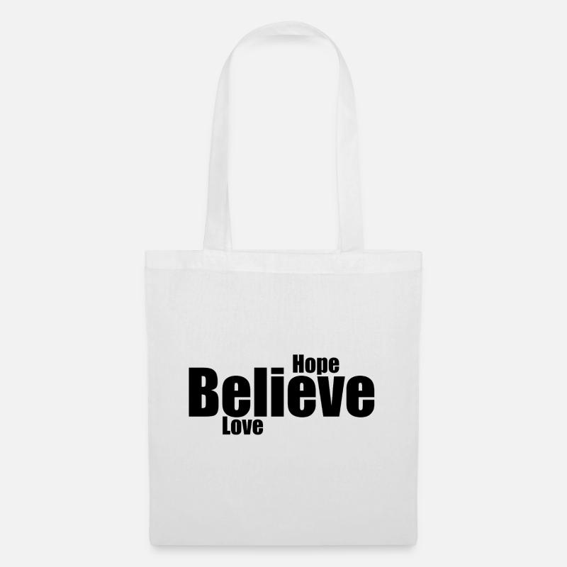 Glauben Liebe und Hoffnung Typo-Design - Stoffbeutel - Weiß