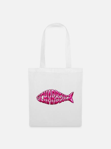 Scharbeutz Fischschrift Pink - Stoffbeutel - Weiß