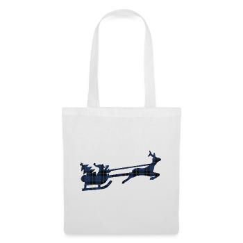Blauer Tartan-Santa-Schlitten-Silhouette - Stoffbeutel - Weiß - Vorne