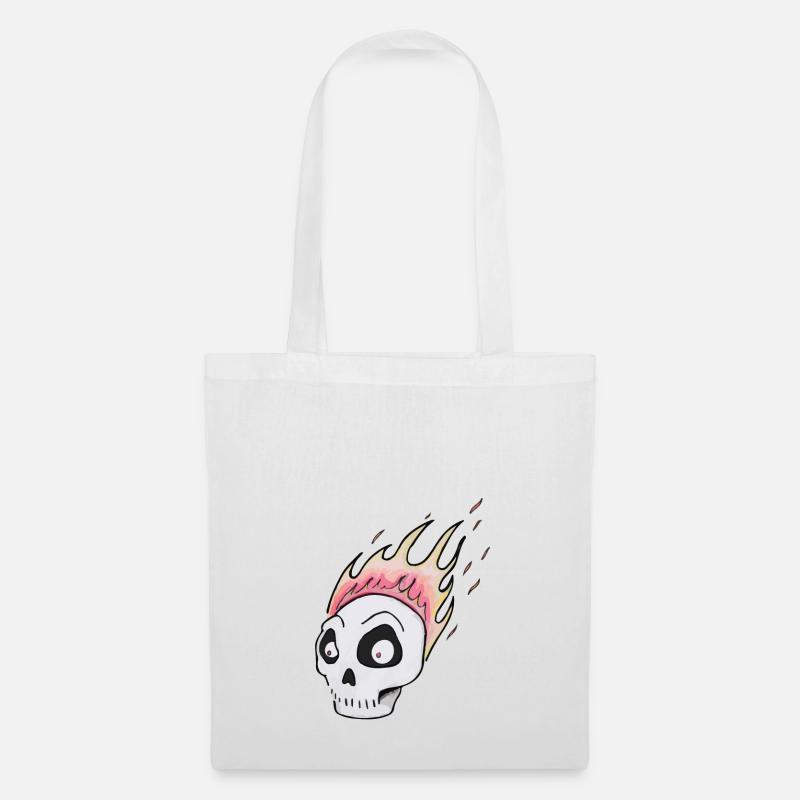 Burning skull1 - Tote Bag - white