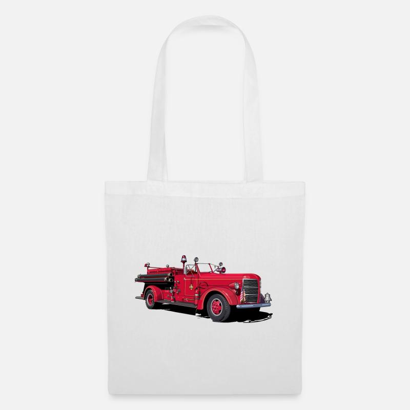 Feuerwehrauto Oldtimer - Stoffbeutel - Weiß