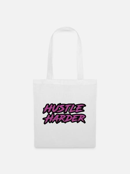 Hustle Harder - Stoffbeutel - Weiß