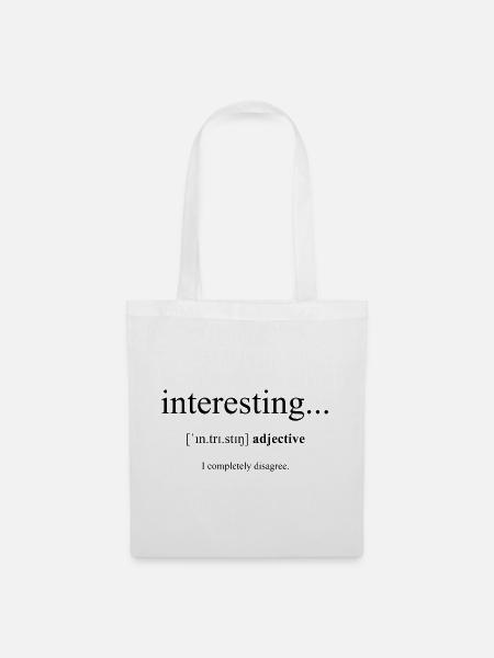 Interesting | interessant Definition Dictionary - Stoffbeutel - Weiß