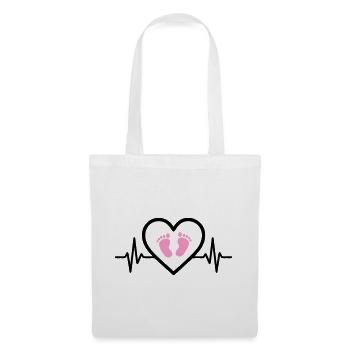 Pregnancy Heart Pink Baby Feet Girl - Tote Bag - white - Front