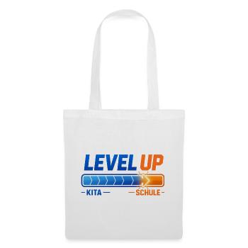 Level Up Kita Schule Einschulung Schulkind Spruch - Stoffbeutel - Weiß - Vorne