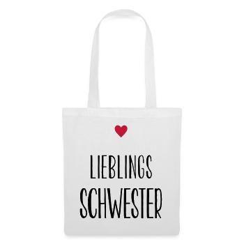 Schwester Lieblingsschwester Herz Geschenk - Stoffbeutel - Weiß - Vorne
