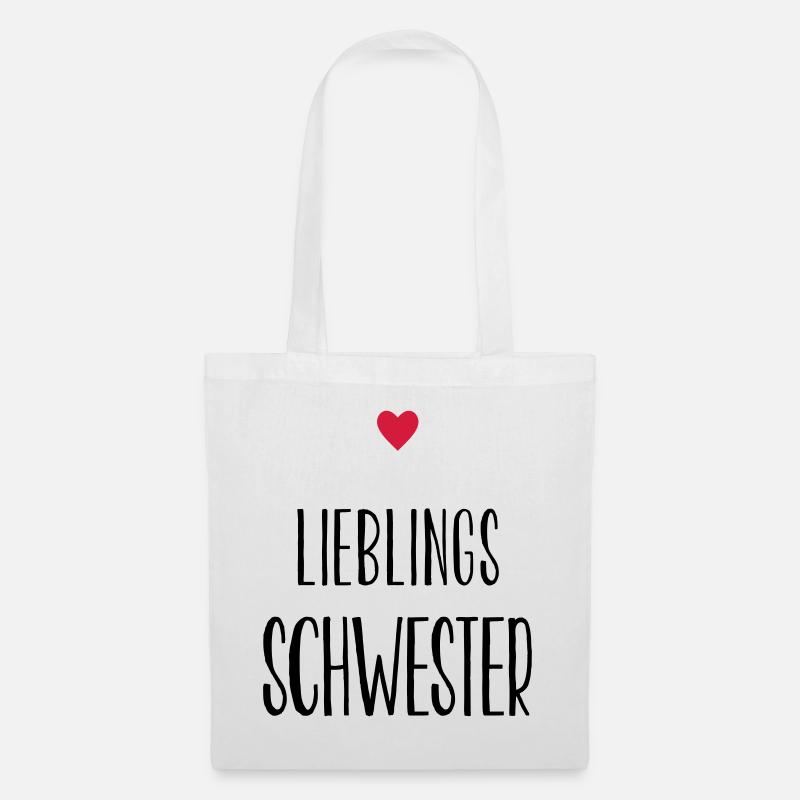 Schwester Lieblingsschwester Herz Geschenk - Stoffbeutel - Weiß