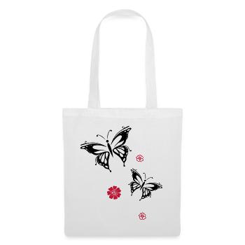 papillons fleurs fleurs insectes été - Sac en tissu - blanc - Devant