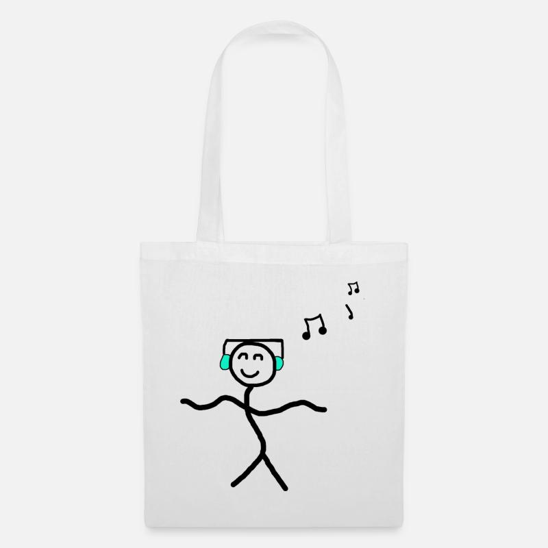 Musik Tanzen Happy Strichmännchen - Stoffbeutel - Weiß