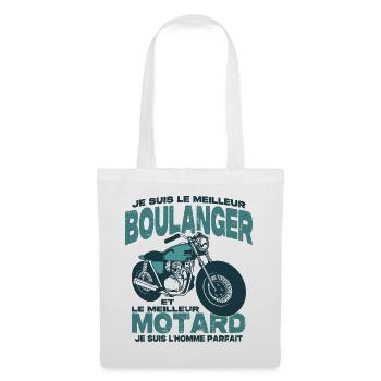 Le meilleur motard et le meilleur boulanger - Sac en tissu - blanc - Devant